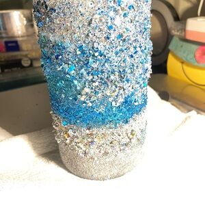 Glittery Blue and Silver Tumbler